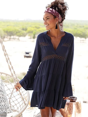 Short V-neck Ruffle Dress