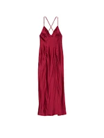 Satin Plunge High-Leg Long Slip Dress