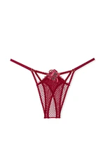 Red Rose Strappy Crotchless Brazilian Panty