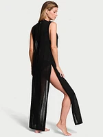 Beachwear Knit Tie-Front Maxi Cover-Up