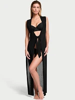 Beachwear Knit Tie-Front Maxi Cover-Up