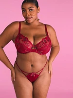 Red Rose Strappy Crotchless Brazilian Panty