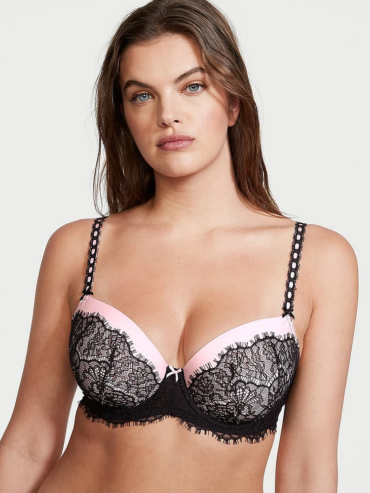 Rosebud Embroidery Smooth & Lace Lightly Lined Demi Bra