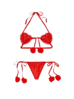 Heartbreaker Satin Pom Fashion Lingerie Set