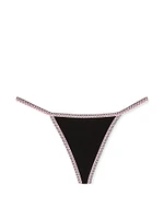 Lace Waist Heart Trim V-String Panty