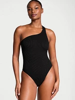 Crinkle One-Shoulder One-Piece Swimsuit