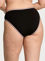 Cotton Pointelle Lace-Waist Bikini