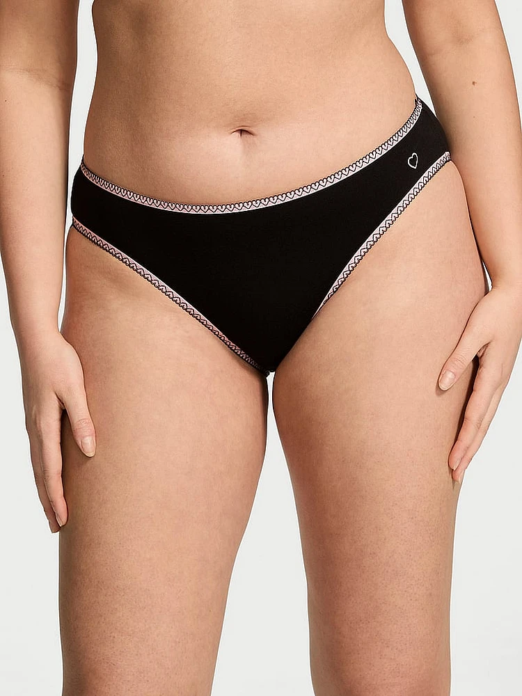 Cotton Pointelle Lace-Waist Bikini