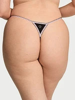 Lace Waist Heart Trim V-String Panty