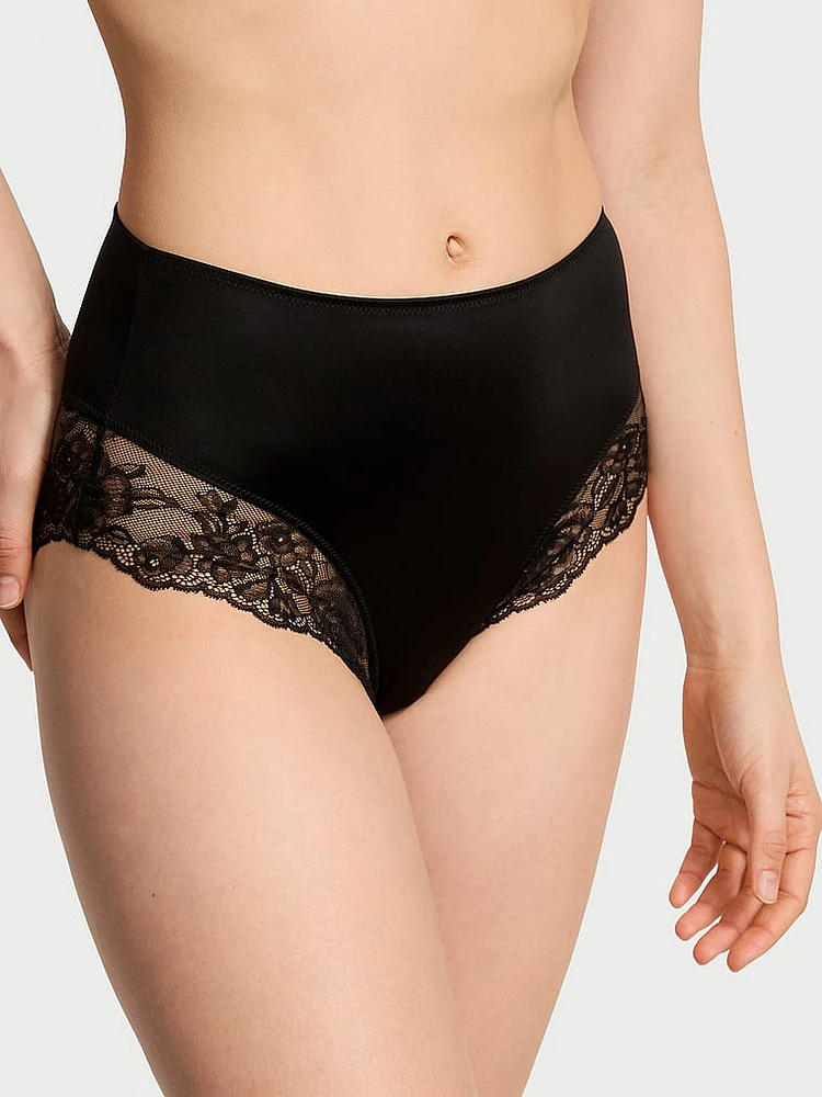 Lace-Trim High-Waist Brief Panty