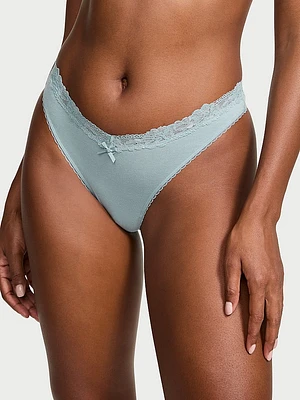 Stretch Cotton High-Leg Scoop Thong Panty