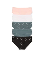 5-Pack Stretch Cotton Hiphugger Panties