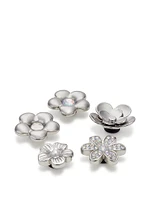 5-Pack Jibbitz Monochrome Silver Flowers Charms