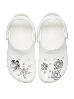5-Pack Jibbitz Monochrome Silver Flowers Charms