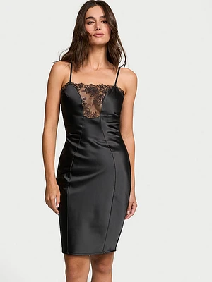 Satin & Rose Lace Slip Dress