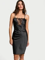 Satin & Rose Lace Slip Dress