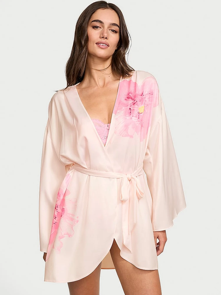Peony Satin Short Robe