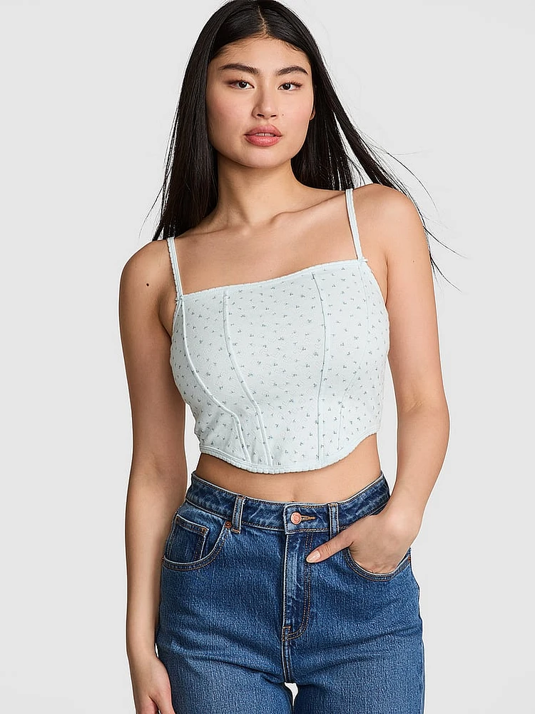 Cotton Heart Pointelle Corset Top