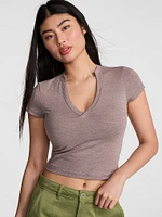 All-Day Cotton Plunge Cropped Top