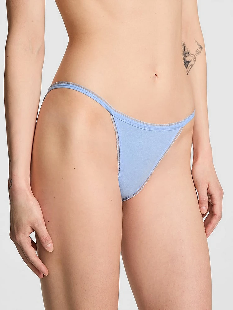 Cotton Lace-Trim Bikini Panty