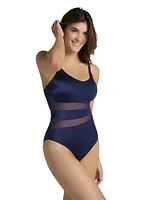 Mesh Cutout Slimming One-Piece Swimsuit