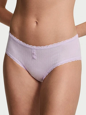 Cotton Pointelle Lace-Waist Cheeky