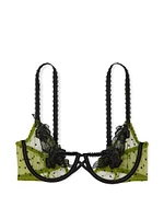 Sheer Rose Dot Quarter-Cup Demi Bra