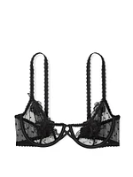 Sheer Rose Dot Quarter-Cup Demi Bra