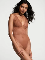 Sheer Rose Plunge Bodysuit