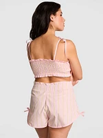 Cotton Bralette & Ruffle Shorts Set