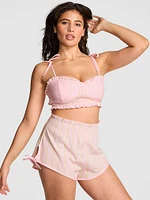 Cotton Bralette & Ruffle Shorts Set