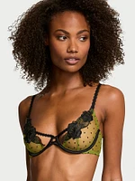 Sheer Rose Dot Quarter-Cup Demi Bra