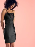 Satin & Rose Lace Slip Dress