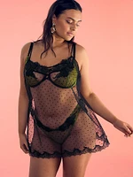 Sheer Rose Dot Quarter-Cup Demi Bra