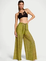 Beachwear Mesh Tie-Front Cover-Up Pants