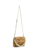 Bow Top-Zip Straw Bag