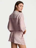 Modal-Cotton Long-Sleeve Flyaway Shirt & Short Pajama Set