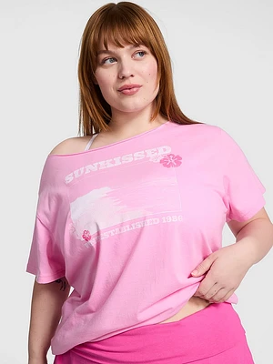 Campus Cotton Off-The-Shoulder Tee