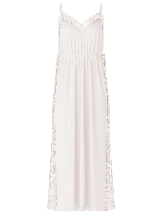 VS Ribbed Modal Lace-Trim Long Slip Dress | MainPlace Mall VS Ribbed Modal Lace-Trim Long Slip Dress | MainPlace Mall