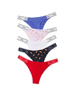 5-Pack Logo Cotton High-Leg Thong Panties