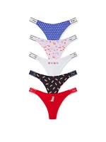 5-Pack Logo Cotton High-Leg Thong Panties