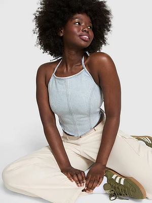 Denim by PINK Handkerchief Halter Top
