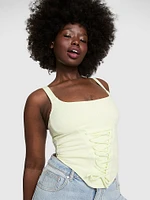 All-Day Soft Ribbed Lace-Up Corset Top
