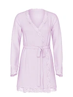 Modal Soft Lace-Trim Wrap Robe