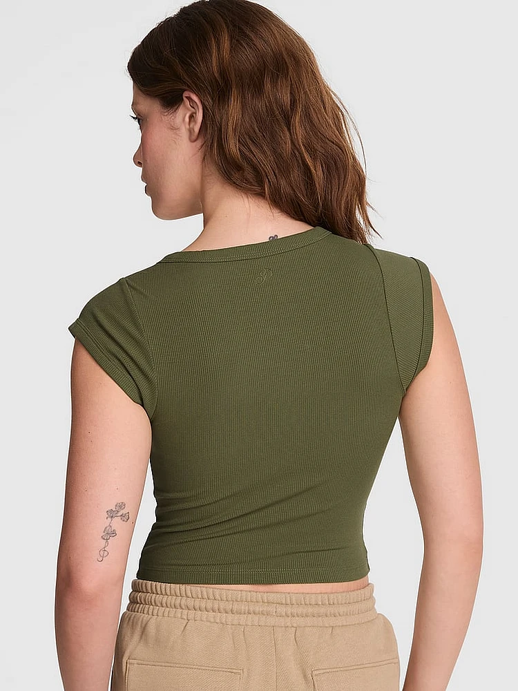 All-Day Soft Ribbed Lace-Up Top