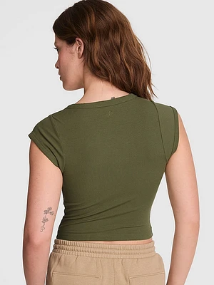 All-Day Soft Ribbed Lace-Up Top