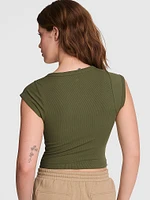 All-Day Soft Ribbed Lace-Up Top