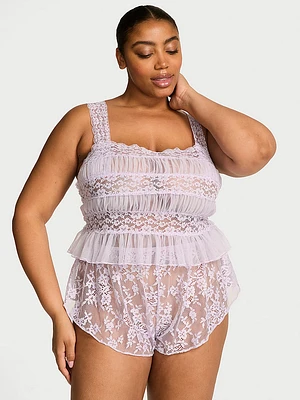 Dare to Dream Lace Sheer Cami & Flutter Short Set