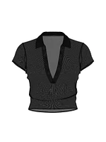 Mesh Plunge Cropped Top