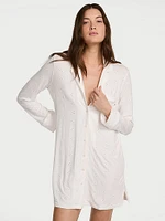Modal Soft Eyelet Button-Front Sleepshirt